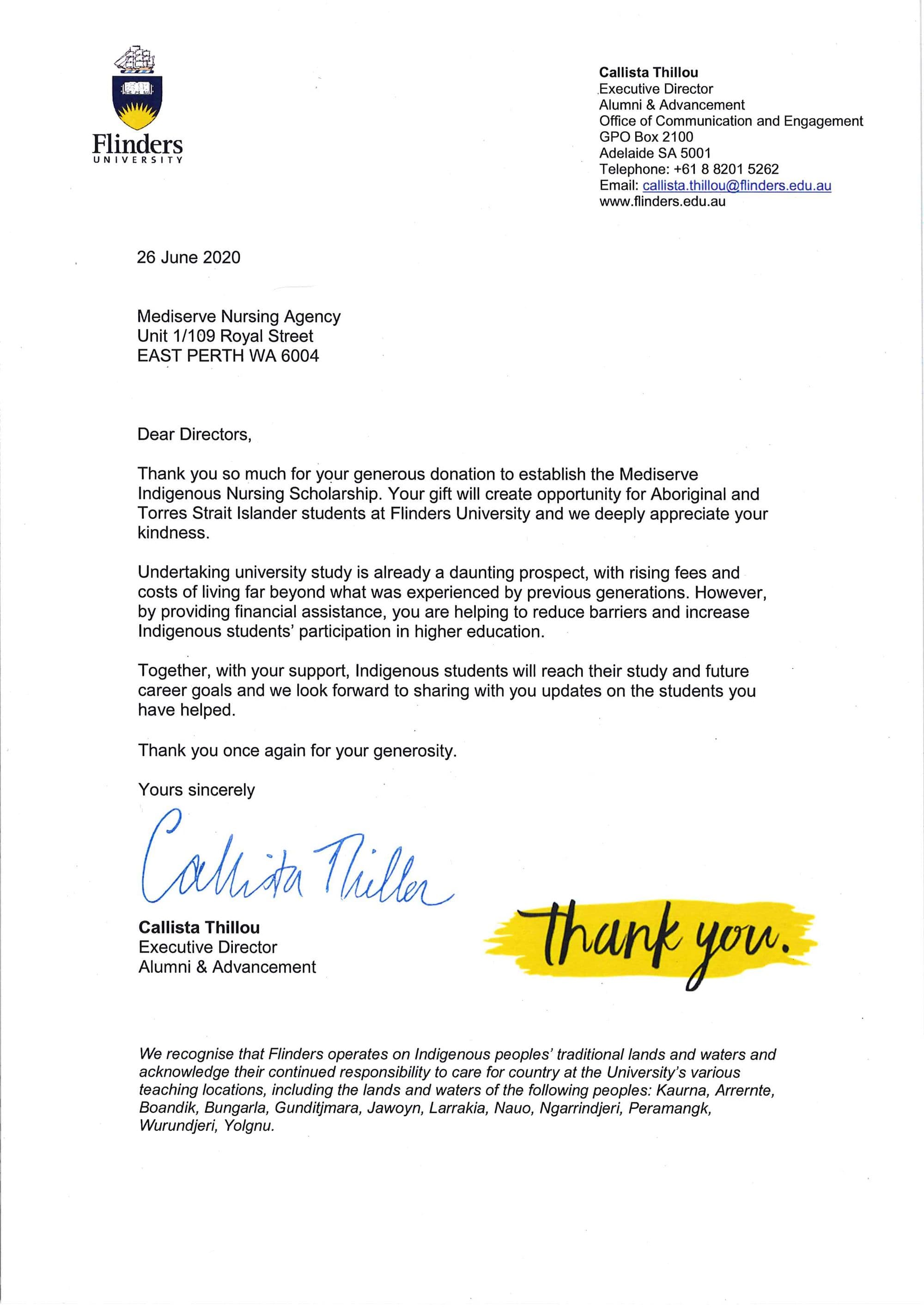 Flinders University Donation
