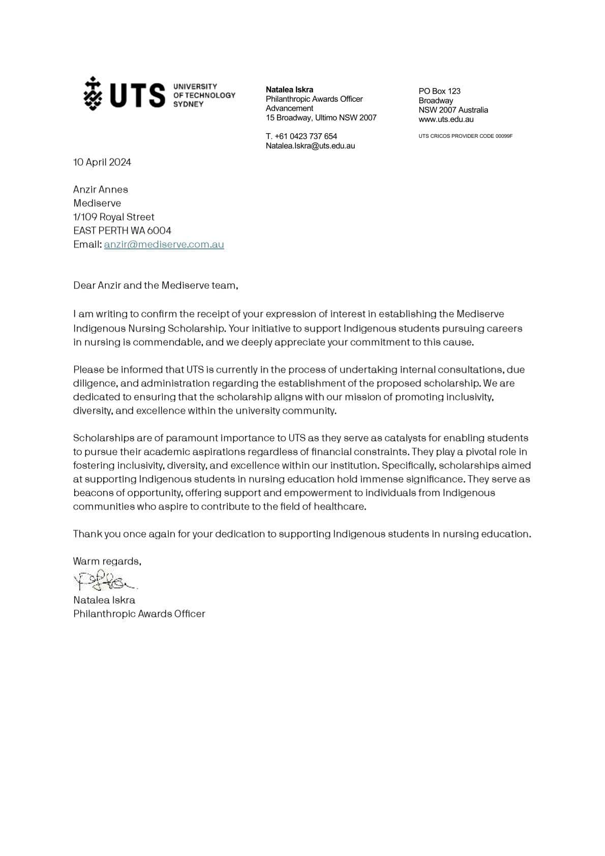 Nursing Scholarship at University of Technology Sydney