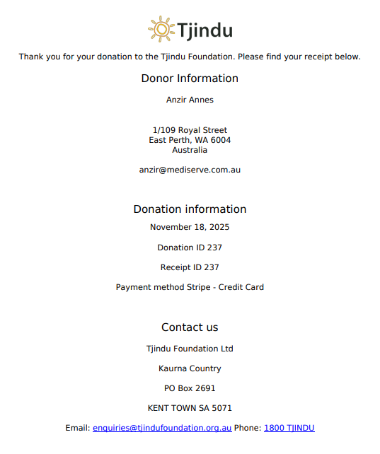 Donations for Tjindu