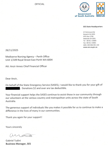 Financial Support for State of Emergency Service (SASES)